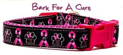 Bark For A Cure dog collar handmade adjustable buckle collar 5/8'' wide or leash