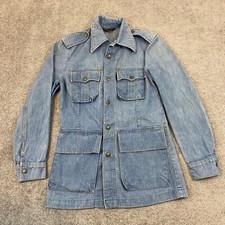 Vtg Lee Storm Rider Women S-m Blue Cargo Denim Military Epaulet Snap Usa 70s