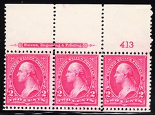MOstamps - US #267 Mint OG NH Plate # Strip of 3 - Lot # MO-29A SCV $57.50