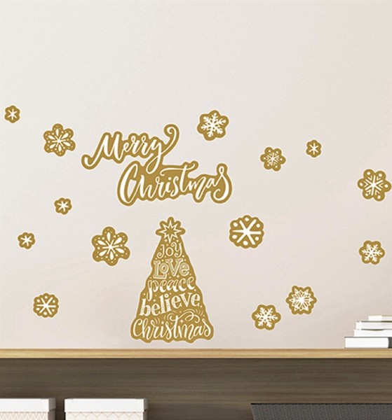 Wandsticker Wandtattoo Aufkleber Weihnachten Weihnachtsbaum Merry Christmas-image