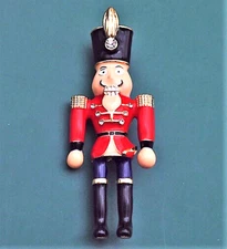 NUT CRACKER Holiday TOY Soldier Enamel Rhinestone Christmas Gift Brooch