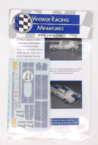 Decal Vintage Racing Miniatures Mustang GT350R Le Mans 1967 1:24 VRM-003