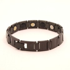 Tungsten Carbide Black Rectangular Faceted Links Magnetic Therapy Bracelet