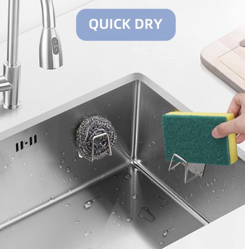 2 Pcs Adhesive Sponge Holder Sink Caddy for Kitchen Sink Stainless Steel - Picture 13 of 18