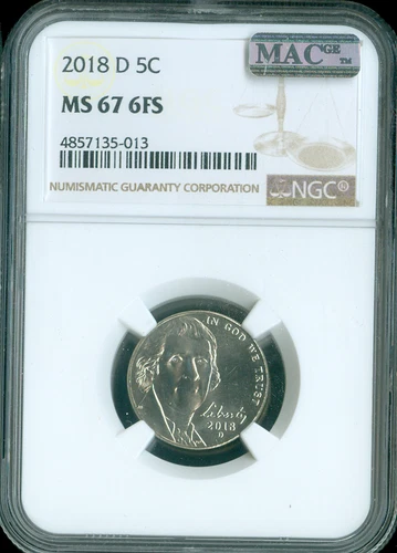 2018 D Jefferson Nickel NGC MS67 FS Quality