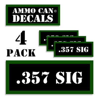 357 SIG Ammo Can 4x Labels Ammunition Case stickers decals 4 pack 3''x1.15'' 