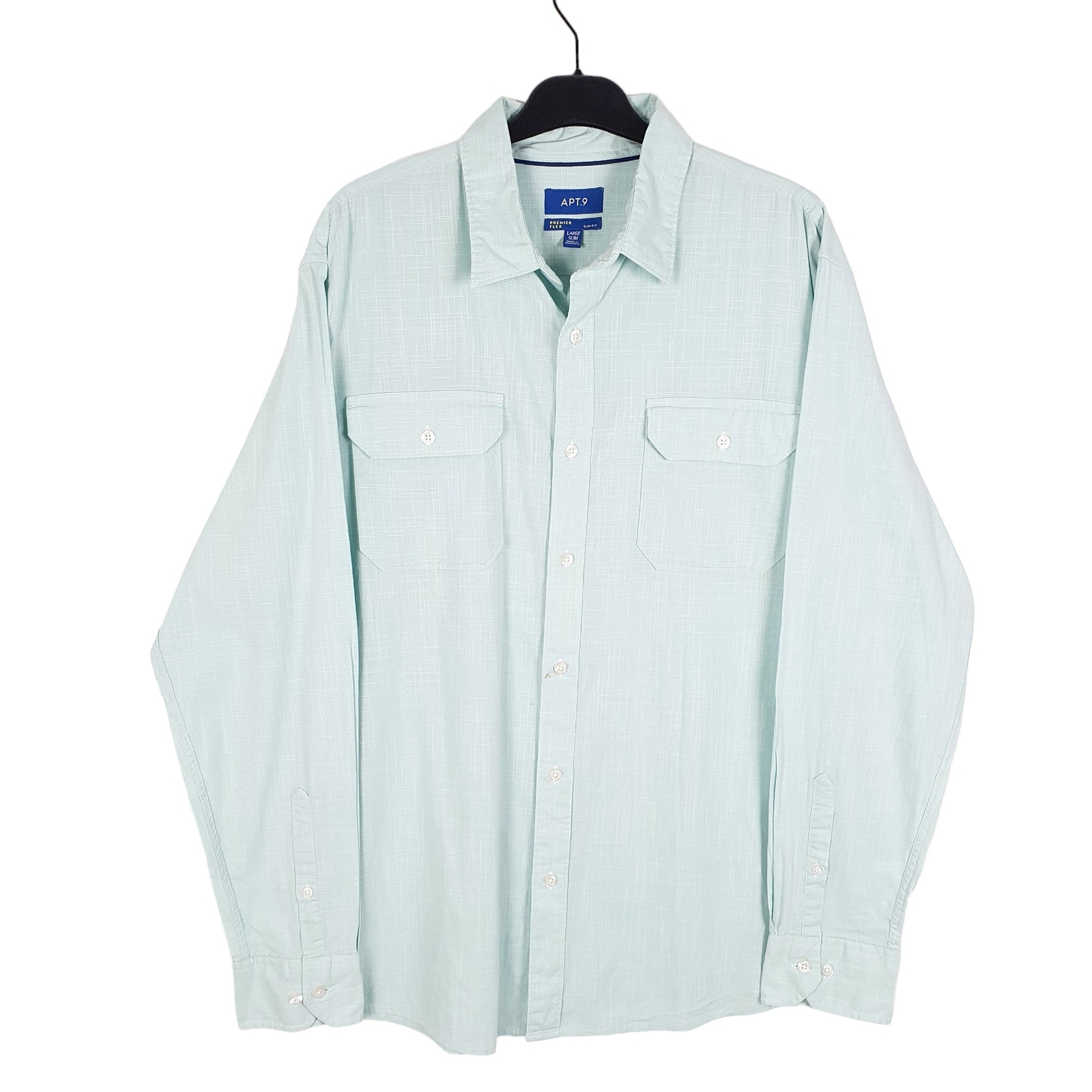 APT.9 Blue Shirt Slim Fit Long Sleeve Casual Cotton Mens L