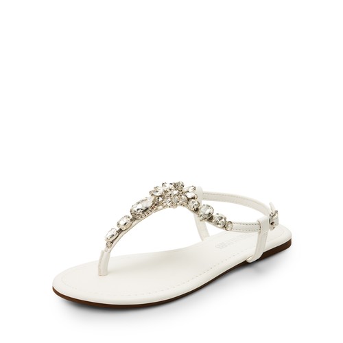 Women T-Strap Thong Flat Sandals Rhinestone Lightweight Summer Beach Sandals - Picture 16 of 43