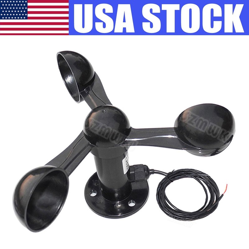 Wind Speed Sensor 3 Cups Polycarbonate Anemometer Voltage Signal Output W/ Cable