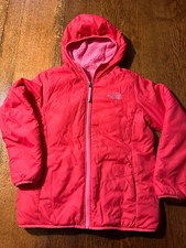 The North Face Reversible Jacket Coat Hooded Girls Pink Red Sherpa Large 14/16