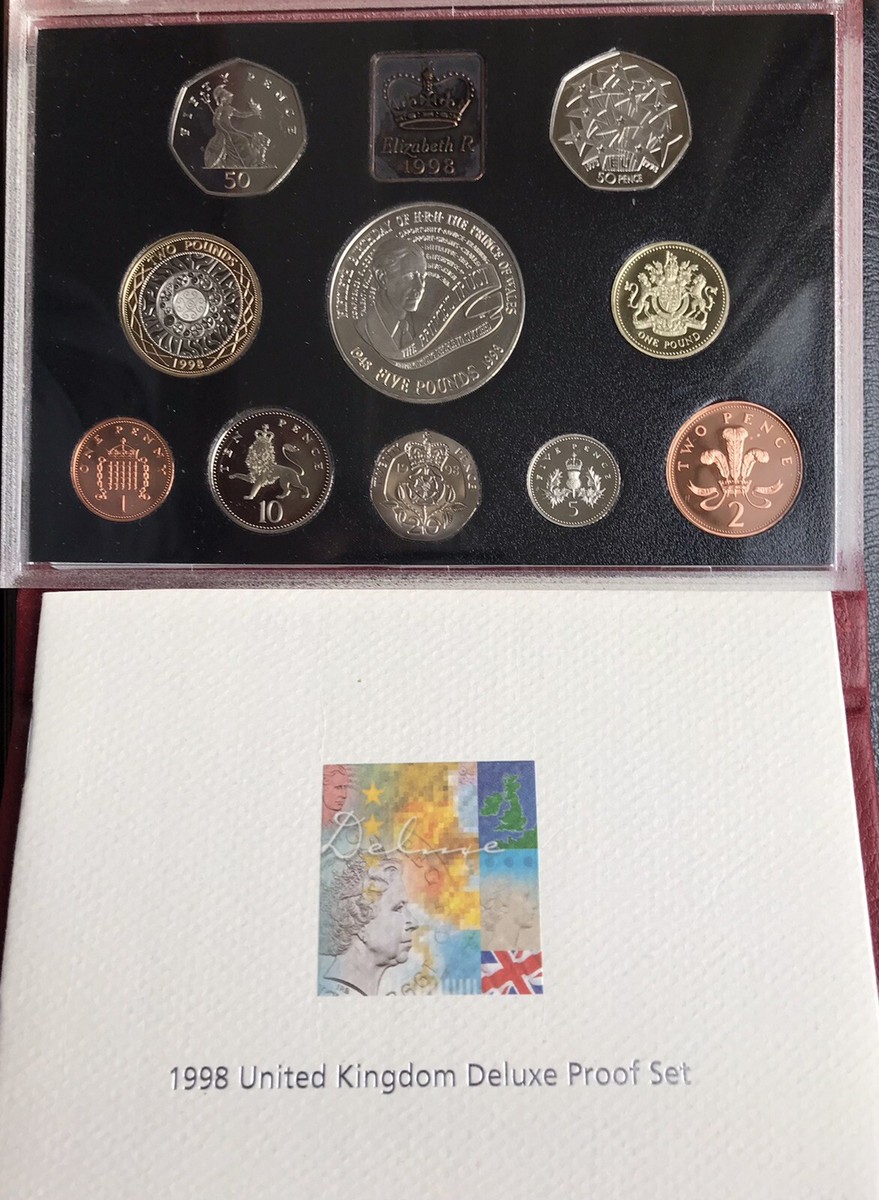 UK 1998 Deluxe Proof 10 Coin Set Collection: Penny - £5