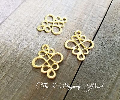 Chandelier Earring Findings Shiny Gold Tone Knot Pendants Drops