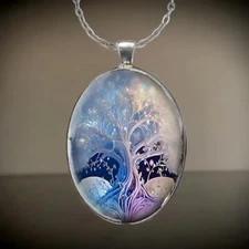 Tree Of Life Oval Jewelry Vintage Silvery Gothic Strength Pendant Necklace D