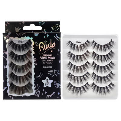 Essential Faux Mink 3D Lashes - Chic by Rude Cosmetics for Women - 5 Pair