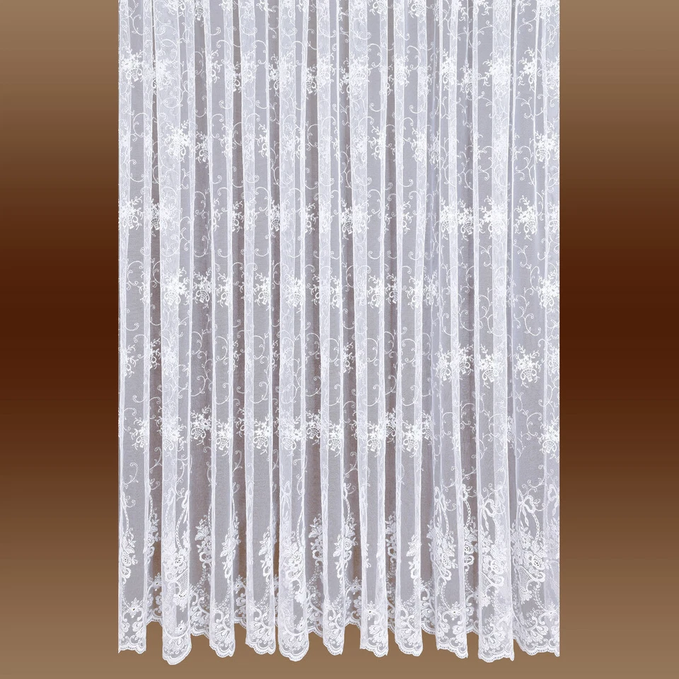 Edler Florentiner-Store Magdalena Weiß hochwertige Florentiner Tüllstickerei - Bild 2 von 4