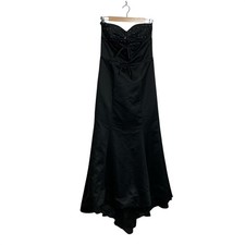 Vintage Black Satin Size 10 Mermaid Gown Rhinestone Sweetheart Formal Prom Y2K