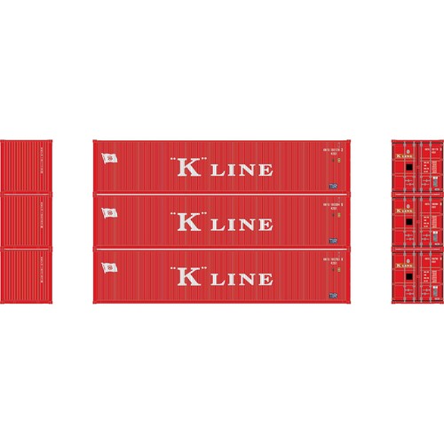 Contenedor corrugado de cubo bajo Athearn 17392 N K Line 40' # 1 (paquete de 3) | Condition: New