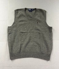 Polo Ralph Lauren Men's Gray 100 lambs Wool V-Neck Sweater Vest XL