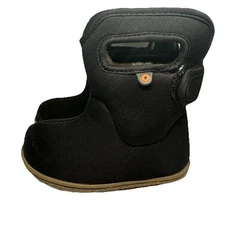 Baby Bogs II Boots Solid Black Insulated Waterproof Faux Fur Size Toddler 7
