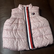 Tommy Hilfiger Girls Size 18M Pink Zip/Snap Front Puffer Vest EUC