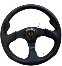 Jdm 14 Carbon Fiber Leather Steering Wheel Universal Fit