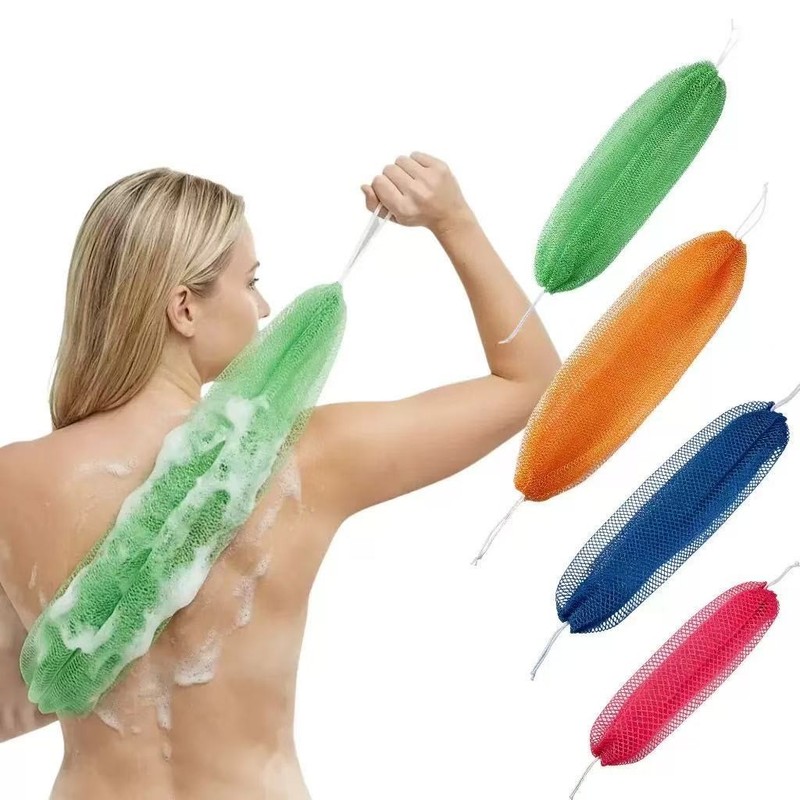 5Pcs African Net Sponge Long Body Scrub Exfoliating Back Scrubber Random Color