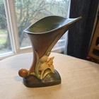Vintage Roseville Art Pottery Brown Zephyr Lily Cornucopia 203-6”