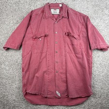 Levi Strauss Vintage 1984 Shirt Mens Large Red Metal Button Denim Green Label