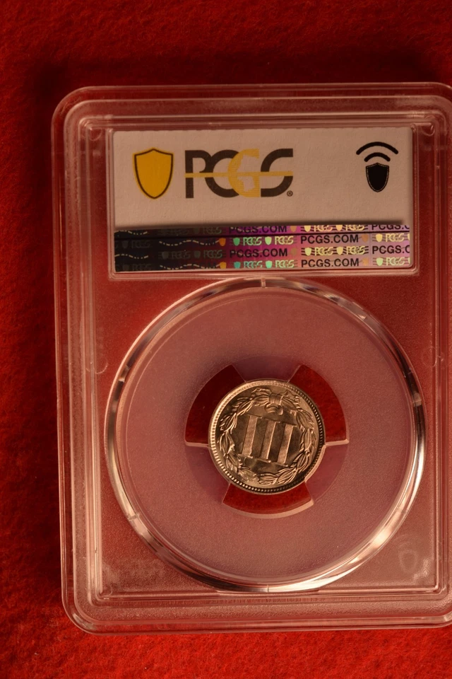 1869 THREE CENT PIECE PCGS CERTIFIED MS--64 GORGEOUS COIN!   #3 - Image 3 of 3