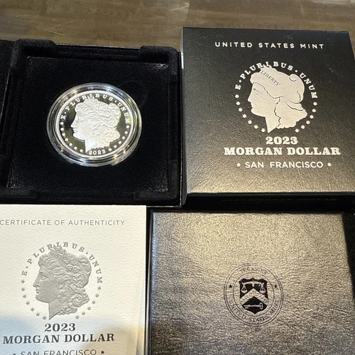 2023 Proof Morgan Silver Dollar (San Francisco) 23XF, Original Box , COA