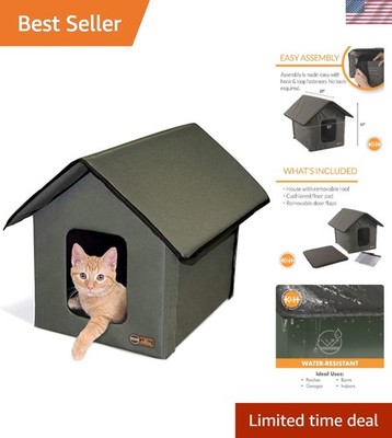 Heavy-Duty Weather-Resistant Outdoor Cat House with 2 Exits - Perfect for Ferals