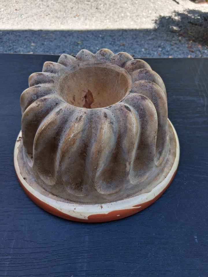 ANCIEN MOULE À KOUGLOF Terre Cuite Intérieur Vernissé 24 cm - Photo 3/4