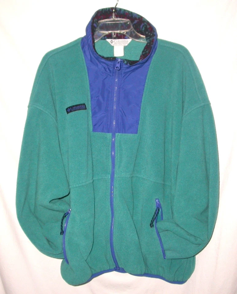 Columbia Color Block Fleece Jacket Mens XL Full Zip Green Blue Rugged Sporty - Image 4 of 4