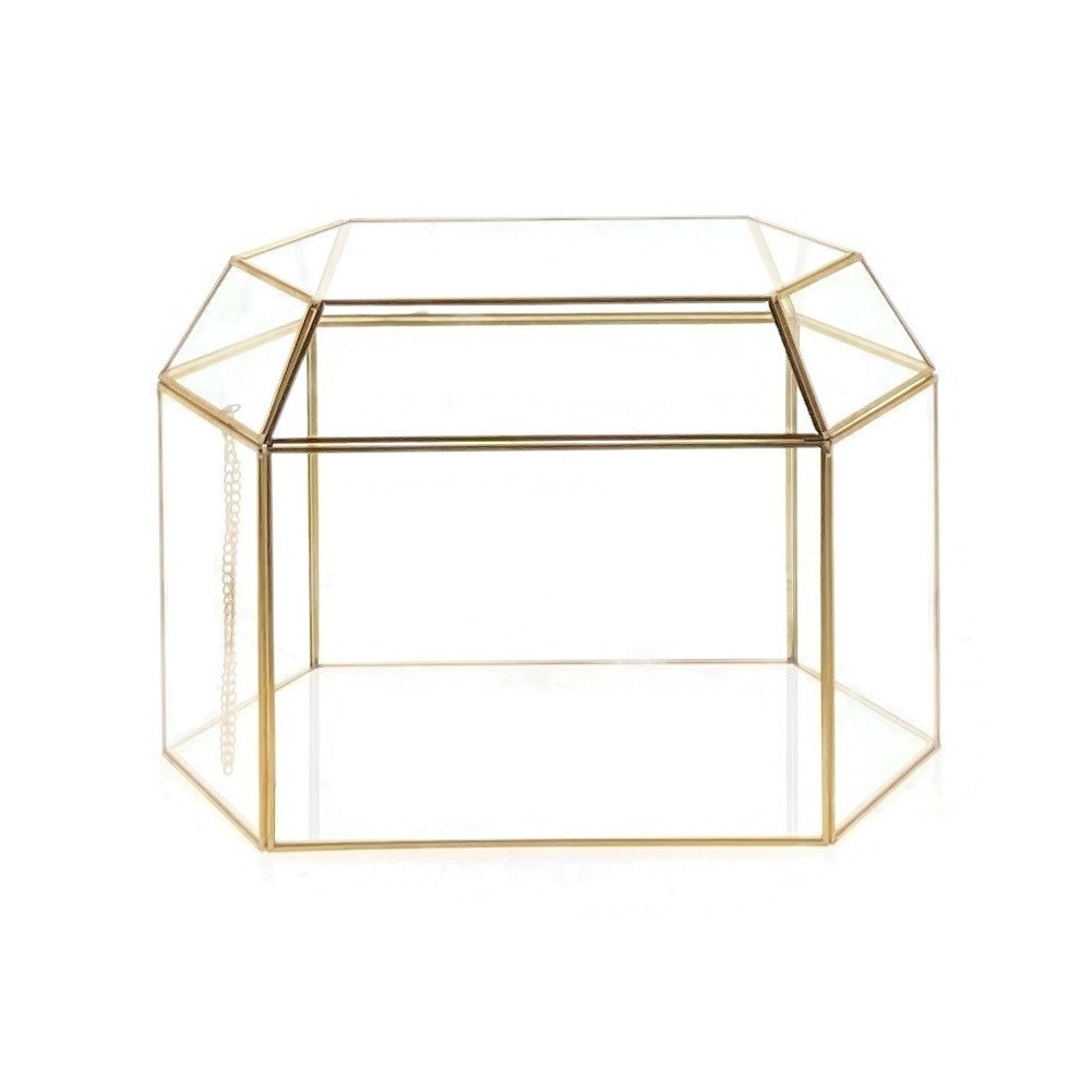 OnDisplay Luxe Gold Frame Glass Wedding Card Box w/Lid - Gift/Money Keep Box