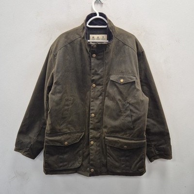 Barbour Cole Wax Waterproof Green Country Biker Rain Jacket Coat Size XL