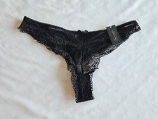 Fredericks Of Hollywood Saffron Black Lace Thong Size Large NWT