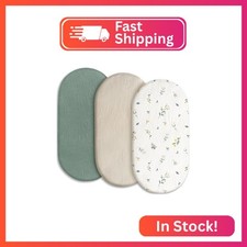 Gllquen Baby Muslin Bassinet Sheets 3 Pack, Breathable Elastic Cozy Fitted Cotto