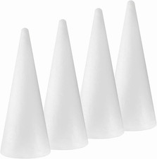 4-Pack Craft Foam Cones 4.6X15.4In , Polystyrene Cone Shaped Foam, Foam Tree Con