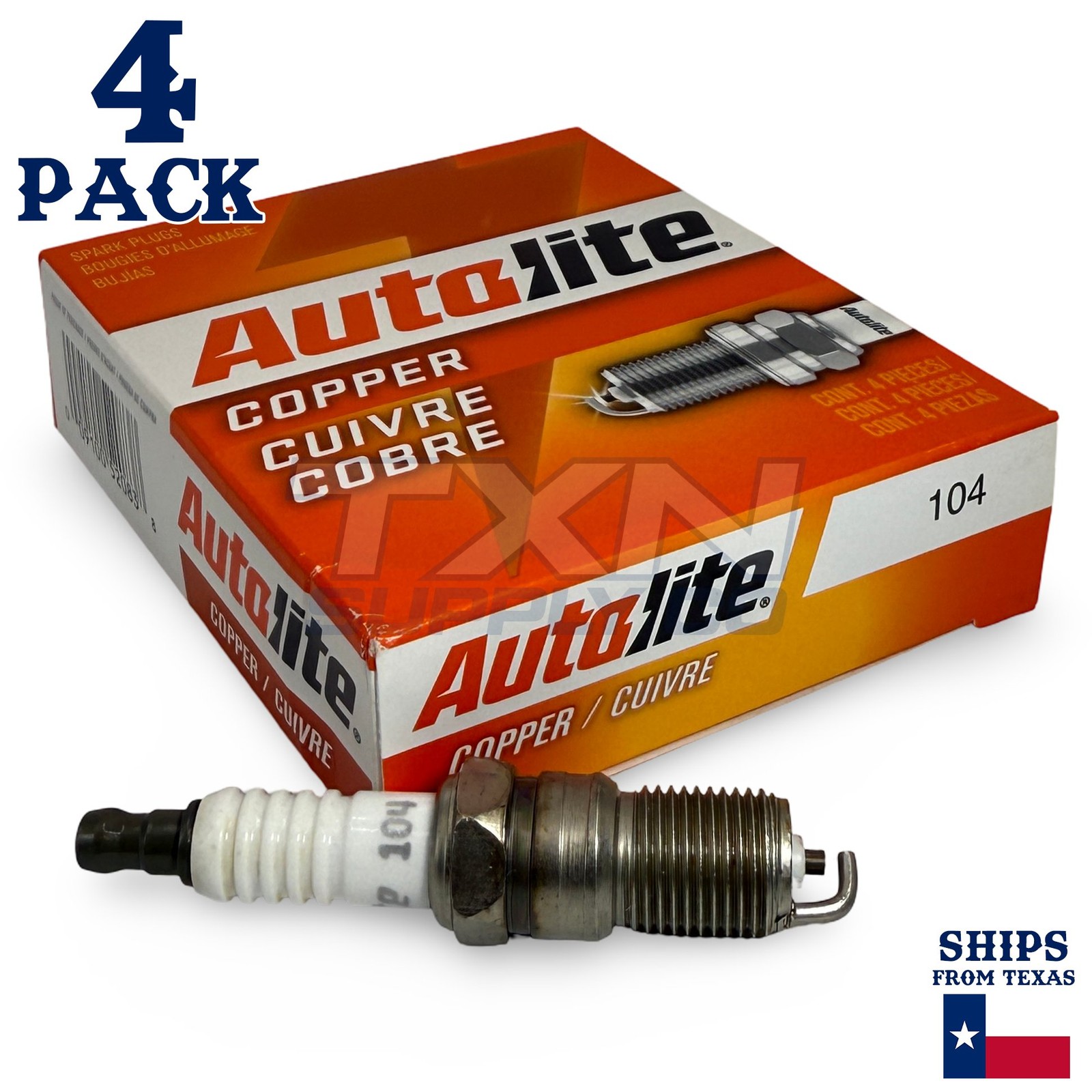 4 Pack Autolite 104 Copper Core Spark Plug