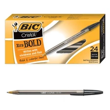 BIC Cristal Xtra Bold Ball Pen, 1.6mm, Black, 24 Pack