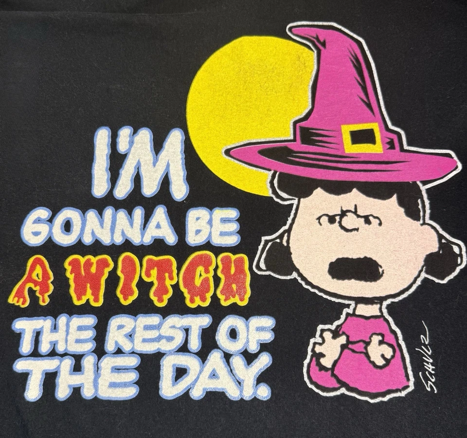 Camiseta De Colección Años 90-Y2K Peanuts Lucy Van Pelt Halloween Bruja XL RN 71868 Foto 3 de 4