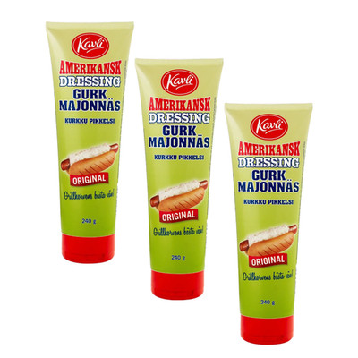 3x Kavli American Cucumber Mayo 240g Swedish Burger Hot Dog Sauce