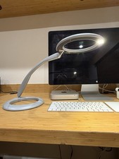 LUXO 360 LED Task Lamp Base Mount Desk Table Silver Grey Modern Video Available