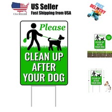 18" x 9" Clean Up After Your Dog Sign with Metal H-Stake - Weather-Resistant,...