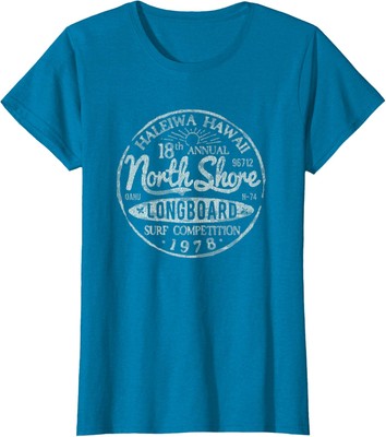 Hawaii Beach Vintage Surf Longboard North Shore Ladies' Crewneck T-Shirt