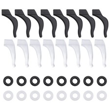 32 Pcs Silicone Glasses Leg Sleeves Temple Cover For Eyeglasses Black White