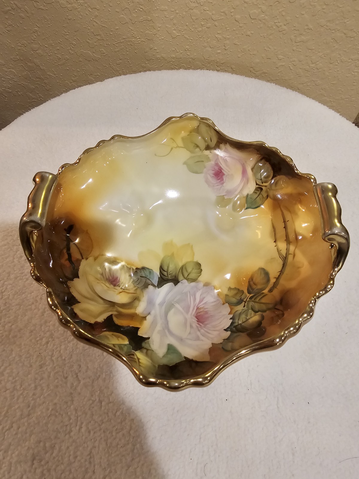 Antique Nippon Hand-painted  Porcelain Bowl Rose Floral Design