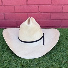 Wrangler 5 Star Straw Cowboy Hat Size 7 1/8 Made in Texas Tan Cattleman Crease