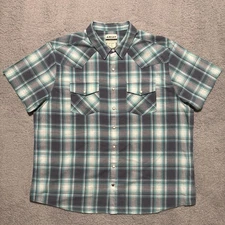 Ariat Pearl Snap Shirt Mens 2XL Blue Plaid Short Sleeve Casual Western Retro Fit