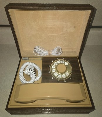 Vintage Deco-Tel Personal Telephone Hidden Phone Wood Box Rotary Dial